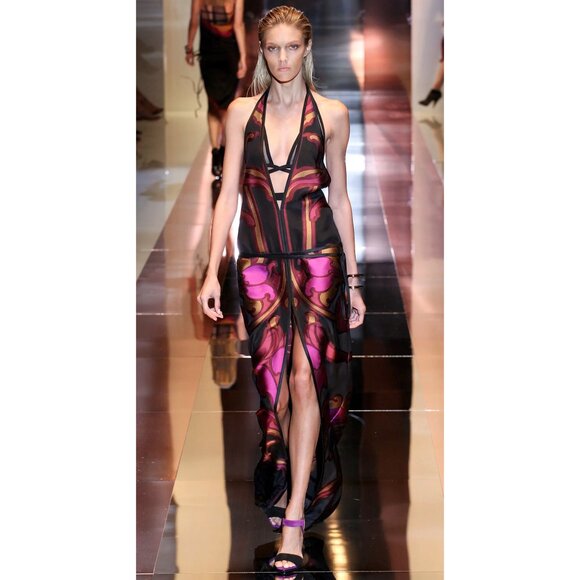 Gucci Liberty Heels Black Purple Gold Sandals EU 40 US 9.5- 10 Runway Shoes - Picture 2 of 10